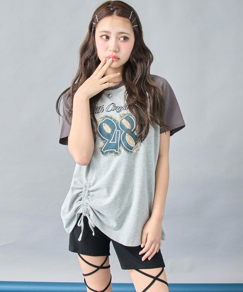 ANAP(アナップ)の「デニムワッペン付き ラグランTシャツ(Tシャツ/カットソー・レディース・グレー/ベージュ・XS/S)」の17枚目の写真