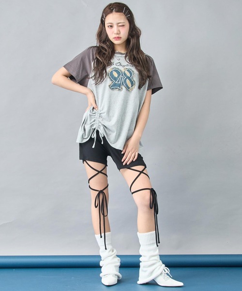 ANAP(アナップ)の「デニムワッペン付き ラグランTシャツ(Tシャツ/カットソー・レディース・グレー/ベージュ・XS/S)」の4枚目の写真