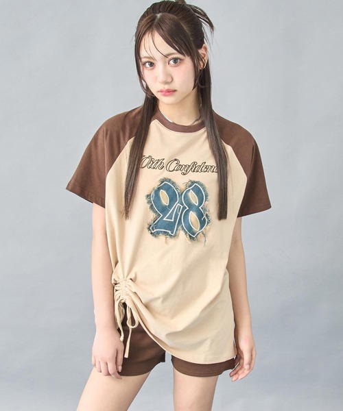 ANAP(アナップ)の「デニムワッペン付き ラグランTシャツ(Tシャツ/カットソー・レディース・グレー/ベージュ・XS/S)」の6枚目の写真