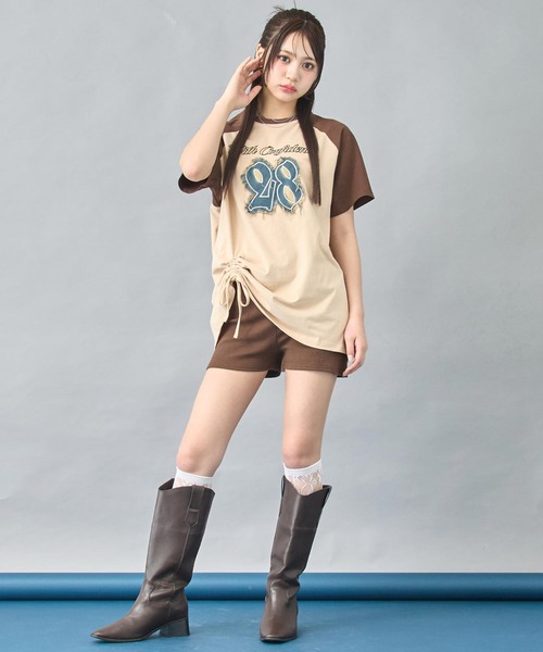 ANAP(アナップ)の「デニムワッペン付き ラグランTシャツ(Tシャツ/カットソー・レディース・グレー/ベージュ・XS/S)」の7枚目の写真