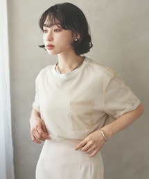 sheer layered pocket tee /シアーレイヤードクルーネックポケット付きTシャツ