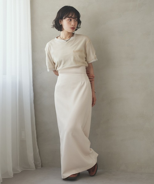 LAULEN(ローレン)の「sheer layered pocket tee /シアーレイヤードクルーネックポケット付きTシャツ(Tシャツ/カットソー・レディース・ベージュ/グレー・FREE)」の5枚目の写真