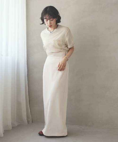 LAULEN(ローレン)の「sheer layered pocket tee /シアーレイヤードクルーネックポケット付きTシャツ(Tシャツ/カットソー・レディース・ベージュ/グレー・FREE)」の6枚目の写真