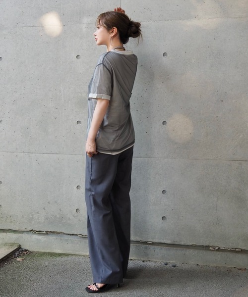 LAULEN(ローレン)の「sheer layered pocket tee /シアーレイヤードクルーネックポケット付きTシャツ(Tシャツ/カットソー・レディース・ベージュ/グレー・FREE)」の10枚目の写真