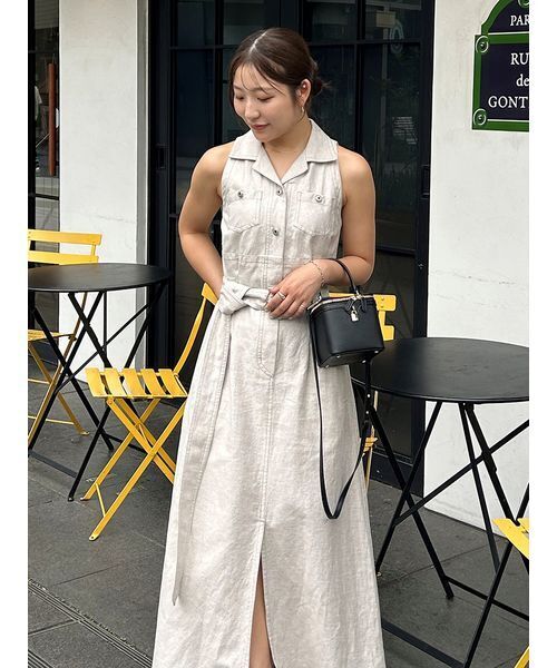 SNIDEL snidel 刺繍入りベージュマキシワンピース フラワーエンブロイダリーマキシワンピース（ワンピース