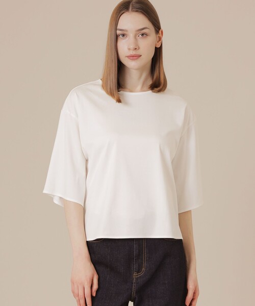 MACKINTOSH LONDON(マッキントッシュ ロンドン)の「【SUPER FINE LAB.】パウダーシュガーコットンTシャツ(Tシャツ/カットソー・レディース・ブルー系その他4/ブラック/ホワイト・38)」の2枚目の写真