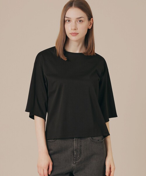 MACKINTOSH LONDON(マッキントッシュ ロンドン)の「【SUPER FINE LAB.】パウダーシュガーコットンTシャツ(Tシャツ/カットソー・レディース・ブルー系その他4/ブラック/ホワイト・38)」の1枚目の写真