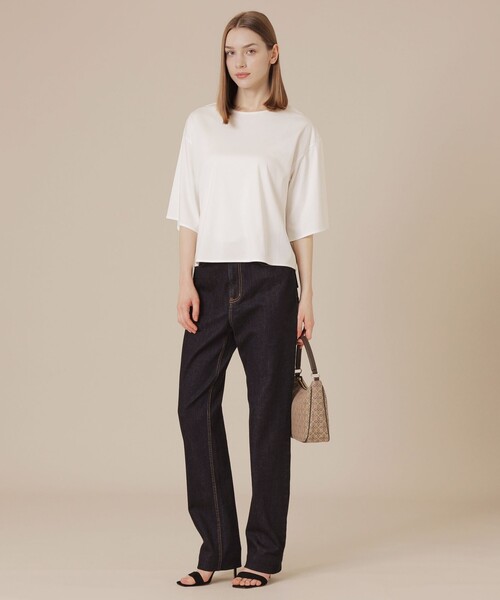 MACKINTOSH LONDON(マッキントッシュ ロンドン)の「【SUPER FINE LAB.】パウダーシュガーコットンTシャツ(Tシャツ/カットソー・レディース・ブルー系その他4/ブラック/ホワイト・38)」の4枚目の写真