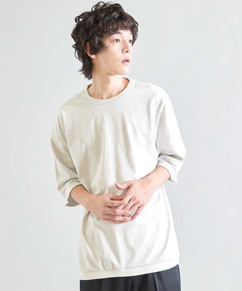 UNION STATION(ユニオンステーション)の「Wフェイス裏メッシュ5分袖T(Tシャツ/カットソー・メンズ・オフホワイト/ネイビー/グレー・L/M)」の1枚目の写真