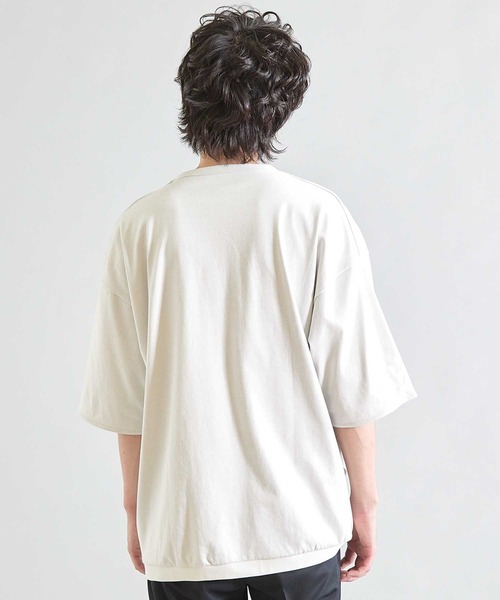 UNION STATION(ユニオンステーション)の「Wフェイス裏メッシュ5分袖T(Tシャツ/カットソー・メンズ・オフホワイト/ネイビー/グレー・L/M)」の6枚目の写真