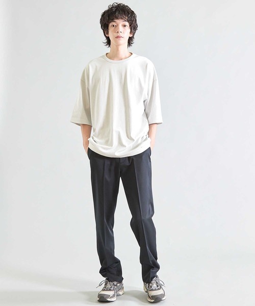 UNION STATION(ユニオンステーション)の「Wフェイス裏メッシュ5分袖T(Tシャツ/カットソー・メンズ・オフホワイト/ネイビー/グレー・L/M)」の8枚目の写真