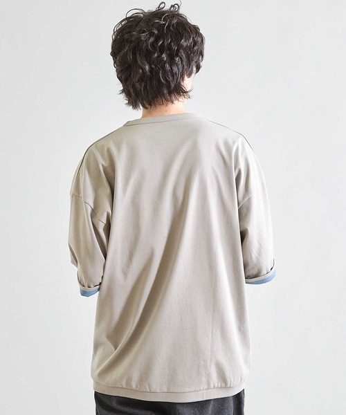 UNION STATION(ユニオンステーション)の「Wフェイス裏メッシュ5分袖T(Tシャツ/カットソー・メンズ・オフホワイト/ネイビー/グレー・L/M)」の13枚目の写真