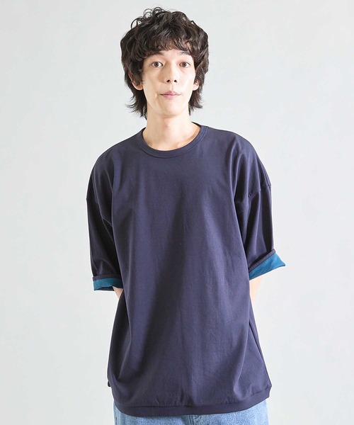 UNION STATION(ユニオンステーション)の「Wフェイス裏メッシュ5分袖T(Tシャツ/カットソー・メンズ・オフホワイト/ネイビー/グレー・L/M)」の17枚目の写真
