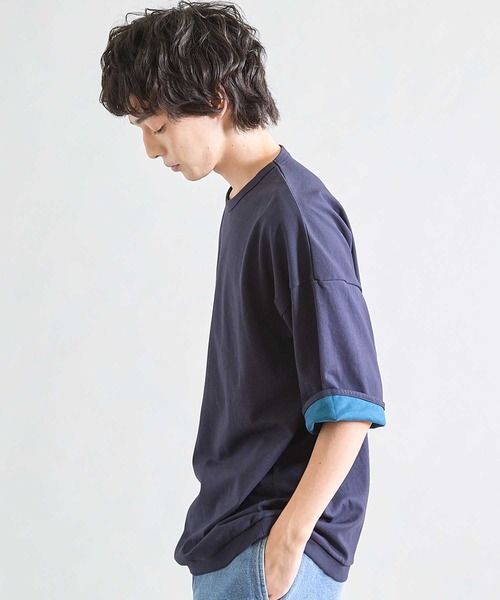 UNION STATION(ユニオンステーション)の「Wフェイス裏メッシュ5分袖T(Tシャツ/カットソー・メンズ・オフホワイト/ネイビー/グレー・L/M)」の19枚目の写真