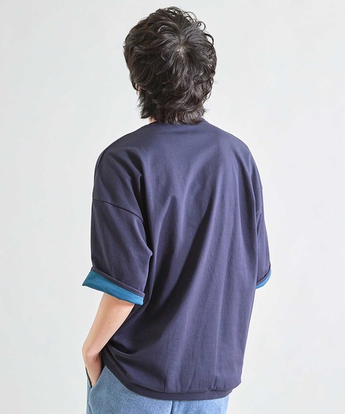 UNION STATION(ユニオンステーション)の「Wフェイス裏メッシュ5分袖T(Tシャツ/カットソー・メンズ・オフホワイト/ネイビー/グレー・L/M)」の20枚目の写真