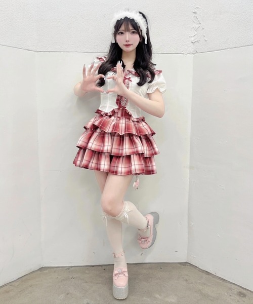 Ank Rouge（アンクルージュ）の「エンジェルチャームティアードスカパン（スカート・レディース・ブラック/ピンク/レッド・M）」の19枚目の写真