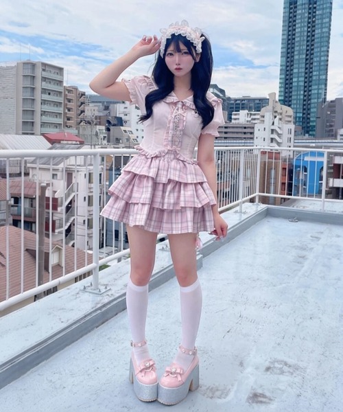 Ank Rouge（アンクルージュ）の「エンジェルチャームティアードスカパン（スカート・レディース・ブラック/ピンク/レッド・M）」の21枚目の写真