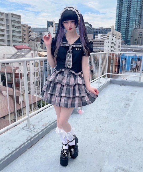 Ank Rouge（アンクルージュ）の「エンジェルチャームティアードスカパン（スカート・レディース・ブラック/ピンク/レッド・M）」の18枚目の写真