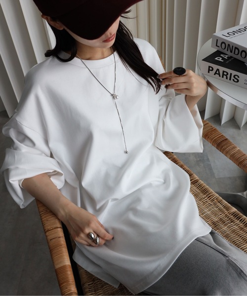 YENNA(イェンナ)の「ボリュームスリーブビックTシャツ(Tシャツ/カットソー・レディース・アイボリー/ブラック・FREE)」の5枚目の写真