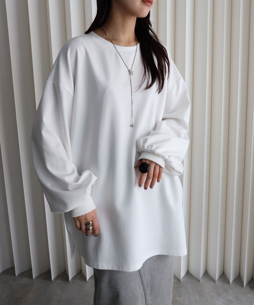 YENNA(イェンナ)の「ボリュームスリーブビックTシャツ(Tシャツ/カットソー・レディース・アイボリー/ブラック・FREE)」の7枚目の写真