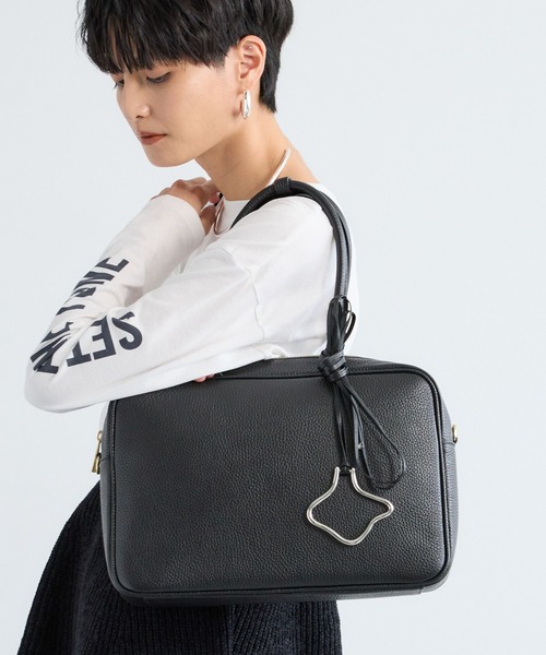 MILOS（ミロス）の「BARNYARDSTORM / MILOS(ミロス) / スクエアハンドルBAG（ハンドバッグ・レディース・ブラック/キャメル・FREE）」の3枚目の写真