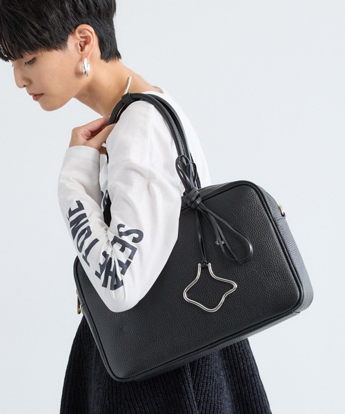 MILOS（ミロス）の「BARNYARDSTORM / MILOS(ミロス) / スクエアハンドルBAG（ハンドバッグ・レディース・ブラック/キャメル・FREE）」の4枚目の写真