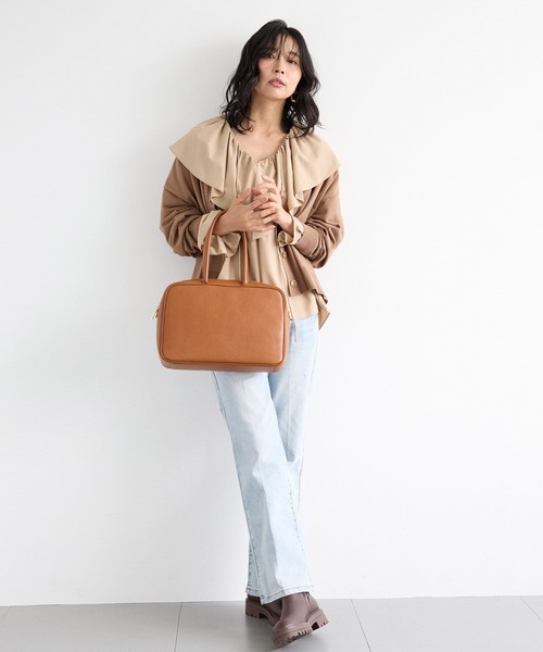 MILOS（ミロス）の「BARNYARDSTORM / MILOS(ミロス) / スクエアハンドルBAG（ハンドバッグ・レディース・ブラック/キャメル・FREE）」の16枚目の写真