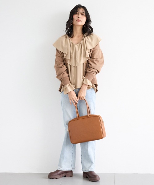 MILOS（ミロス）の「BARNYARDSTORM / MILOS(ミロス) / スクエアハンドルBAG（ハンドバッグ・レディース・ブラック/キャメル・FREE）」の19枚目の写真