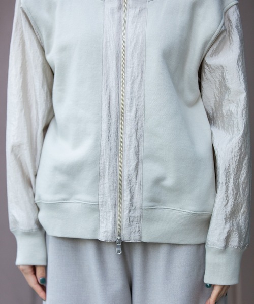 Munich（ミューニック）の「裏毛×ナイロンジップアップフーディー（パーカー・レディース・グレイッシュベージュ/ブラック/ピンク・FREE）」の19枚目の写真