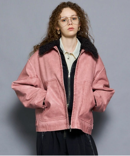 セール】2way Collar Vegan Leather Blouson/2WAYカラーヴィーガン