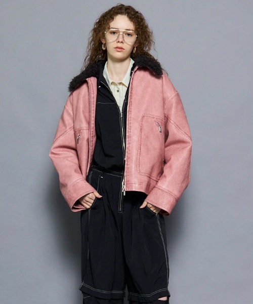 メゾンスペシャル 2WAYカラーCOWプリントヴィーガンレザーブルゾン MAISON SPECIAL（メゾンスペシャル）の「2way Collar Vegan Leather
