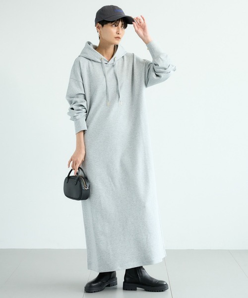 BARNYARDSTORM(バンヤードストーム)の「BARNYARDSTORM / ライトダンボールフーディーワンピース / マシンウォッシャブル【WEB限定】 パーカーワンピース(ワンピース・レディース・チャコールグレー/ブラック/グレー/ベージュ・FREE)」の3枚目の写真