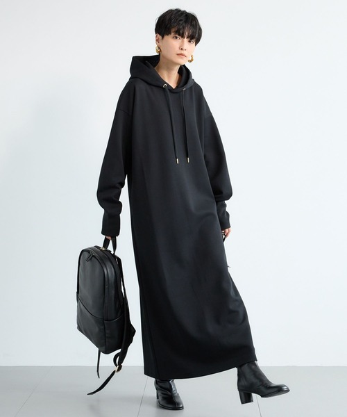 BARNYARDSTORM(バンヤードストーム)の「BARNYARDSTORM / ライトダンボールフーディーワンピース / マシンウォッシャブル【WEB限定】 パーカーワンピース(ワンピース・レディース・チャコールグレー/ブラック/グレー/ベージュ・FREE)」の2枚目の写真