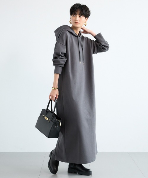 BARNYARDSTORM(バンヤードストーム)の「BARNYARDSTORM / ライトダンボールフーディーワンピース / マシンウォッシャブル【WEB限定】 パーカーワンピース(ワンピース・レディース・チャコールグレー/ブラック/グレー/ベージュ・FREE)」の5枚目の写真