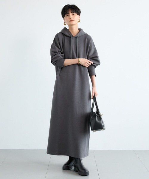 BARNYARDSTORM(バンヤードストーム)の「BARNYARDSTORM / ライトダンボールフーディーワンピース / マシンウォッシャブル【WEB限定】 パーカーワンピース(ワンピース・レディース・チャコールグレー/ブラック/グレー/ベージュ・FREE)」の6枚目の写真