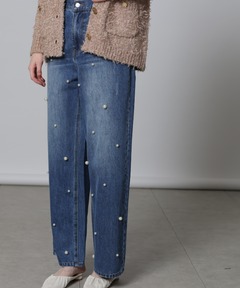 セール】パールワイドデニムパンツ（デニムパンツ）｜DOUBLE STANDARD