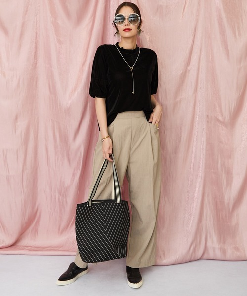 JETSET SOLO PLUS （ジェットセットソロプラス）の「【JETSET SOLO PLUS】無撚クロスワイドパンツ（その他パンツ・レディース・ブルー/キャメル/グレイッシュベージュ・FREE）」の14枚目の写真