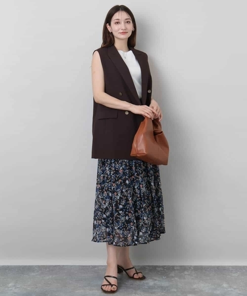 MK MICHEL KLEIN（エムケーミッシェルクラン）の「フラワードットプリントシフォンスカート/洗える（スカート・レディース・ブラック/グレー・38）」の10枚目の写真