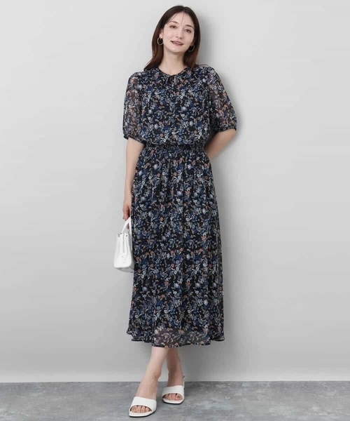 MK MICHEL KLEIN（エムケーミッシェルクラン）の「フラワードットプリントシフォンスカート/洗える（スカート・レディース・ブラック/グレー・38）」の14枚目の写真