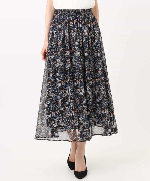 MK MICHEL KLEIN（エムケーミッシェルクラン）の「フラワードットプリントシフォンスカート/洗える（スカート・レディース・ブラック/グレー・38）」の6枚目の写真