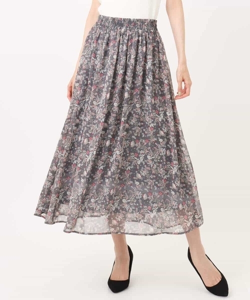 MK MICHEL KLEIN（エムケーミッシェルクラン）の「フラワードットプリントシフォンスカート/洗える（スカート・レディース・ブラック/グレー・38）」の20枚目の写真