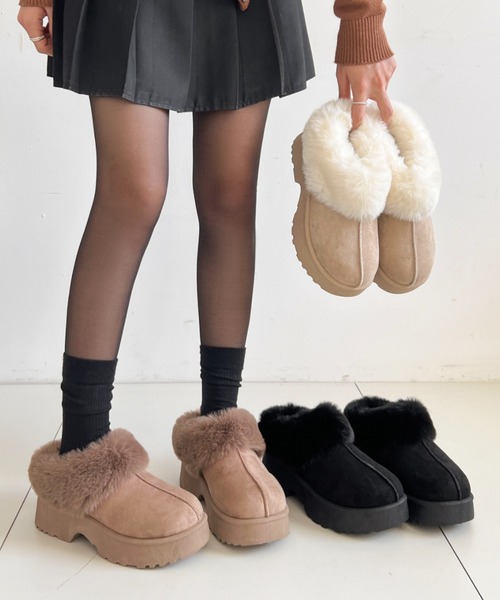 Shoes in Closet(シューズインクローゼット)の「軽量厚底 プラットフォーム ヒール ファー ムートン ブーツ 6489(スリッポン・レディース・ブラック/ブラウン系その他/ベージュ・S/M/L/LL)」の20枚目の写真