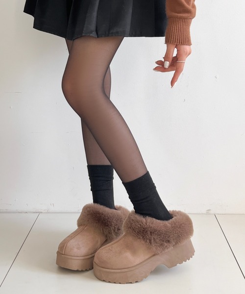 Shoes in Closet(シューズインクローゼット)の「軽量厚底 プラットフォーム ヒール ファー ムートン ブーツ 6489(スリッポン・レディース・ブラック/ブラウン系その他/ベージュ・S/M/L/LL)」の10枚目の写真