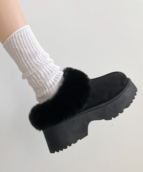 Shoes in Closet(シューズインクローゼット)の「軽量厚底 プラットフォーム ヒール ファー ムートン ブーツ 6489(スリッポン・レディース・ブラック/ブラウン系その他/ベージュ・S/M/L/LL)」の8枚目の写真