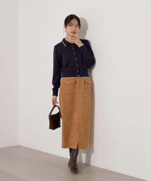 PROPORTION BODY DRESSING（プロポーションボディドレッシング）の「ダンボールフェイクスエード調スカート / 1215220905（スカート・レディース・ベージュ系その他/ブラウン/ベージュ/ブルー・SMALL/P/S/MEDIUM）」の6枚目の写真