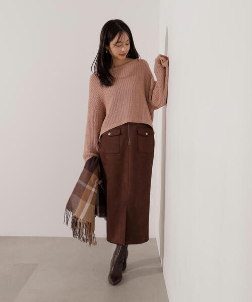 PROPORTION BODY DRESSING（プロポーションボディドレッシング）の「ダンボールフェイクスエード調スカート / 1215220905（スカート・レディース・ベージュ系その他/ブラウン/ベージュ/ブルー・SMALL/P/S/MEDIUM）」の2枚目の写真