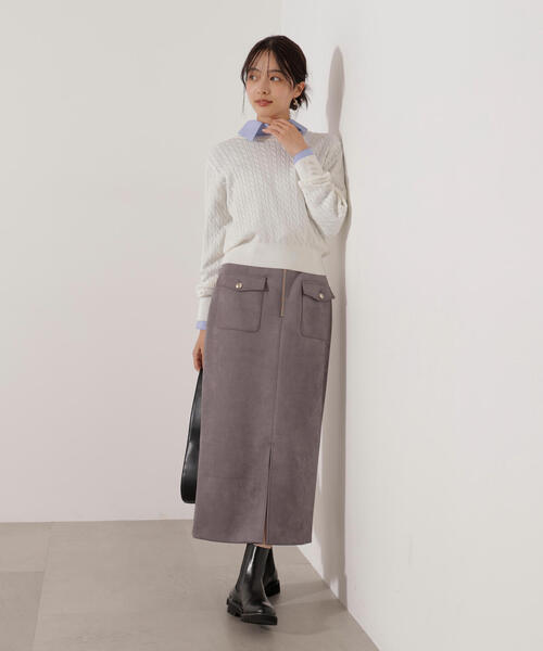 PROPORTION BODY DRESSING（プロポーションボディドレッシング）の「ダンボールフェイクスエード調スカート / 1215220905（スカート・レディース・ベージュ系その他/ブラウン/ベージュ/ブルー・SMALL/P/S/MEDIUM）」の4枚目の写真