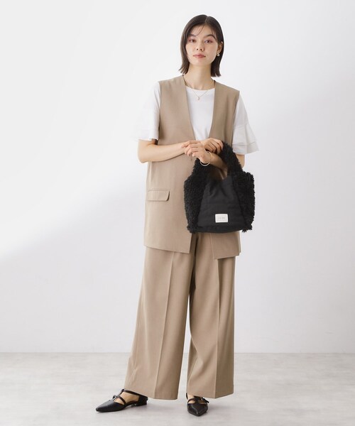 THE SHOP TK (ザ ショップ ティーケー )の「キルト×フェイクファー2WAYトート(トートバッグ・レディース・キャメル/ブラック系6・00)」の4枚目の写真