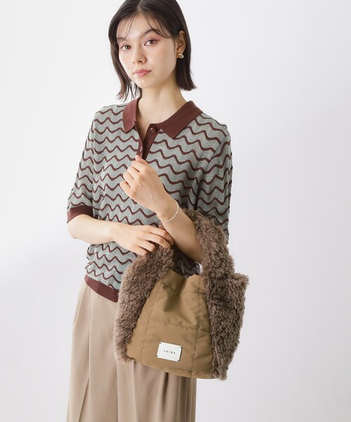 THE SHOP TK (ザ ショップ ティーケー )の「キルト×フェイクファー2WAYトート(トートバッグ・レディース・キャメル/ブラック系6・00)」の5枚目の写真