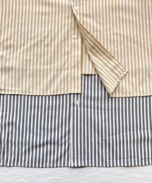 Q（キュー）の「ストライプサイドオープンシャツ（シャツ/ブラウス・レディース・ブラック系その他/ベージュ系その他・MEDIUM）」の14枚目の写真